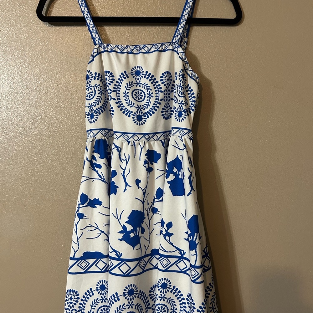 SHEIN Blue and White Kids Casual Dress